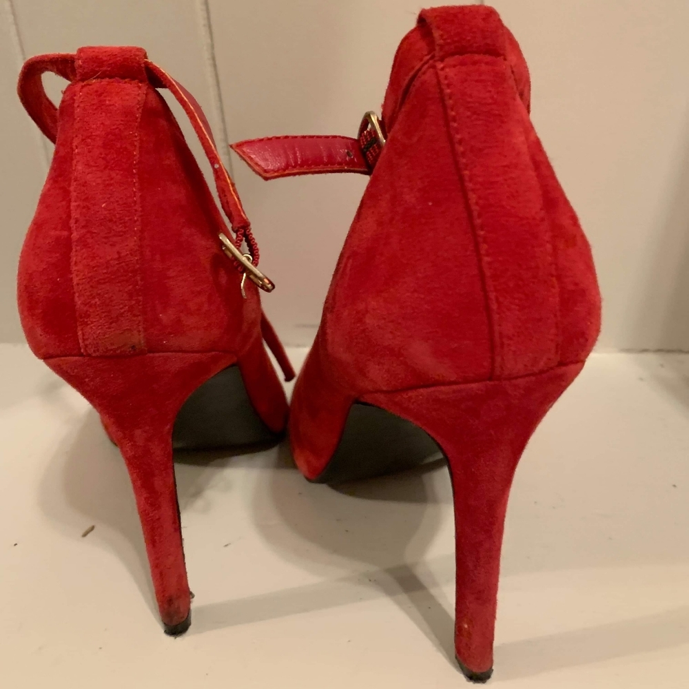 Red suede heels